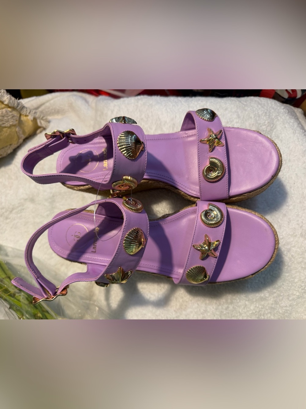 Larroude Madison Espadrille Wedge in Lilac Leather 9 - Picture 13 of 13